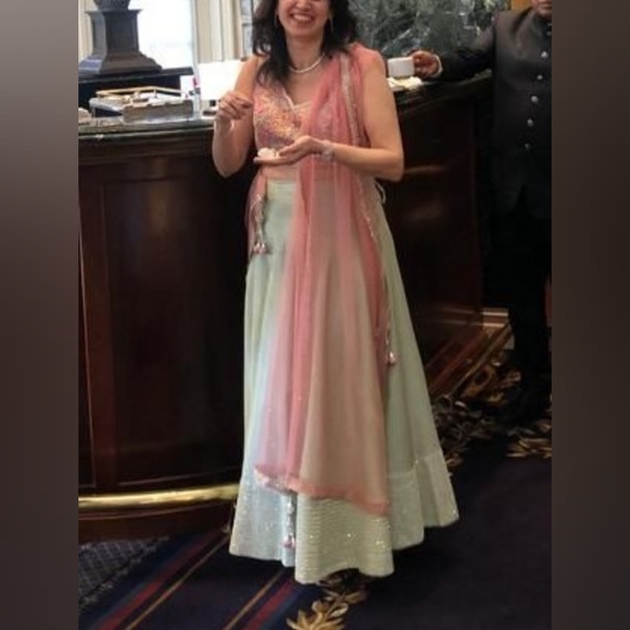 Embroidered lehenga in pink and green, size M/L🩷 💚 - Picture 1 of 4